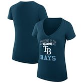 Tampa Bay Rays G-III 4Her by Carl Banks Women's Super-Slim Fit Lightweight Team Logo Graphic V-Neck T-Shirt Clearance