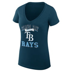 Tampa Bay Rays G-III 4Her by Carl Banks Women's Super-Slim Fit Lightweight Team Logo Graphic V-Neck T-Shirt Clearance