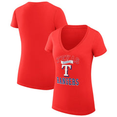 Texas Rangers G-III 4Her by Carl Banks Women's Super-Slim Fit Lightweight Team Logo Graphic V-Neck T-Shirt On Sale
