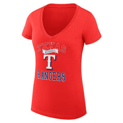Texas Rangers G-III 4Her by Carl Banks Women's Super-Slim Fit Lightweight Team Logo Graphic V-Neck T-Shirt On Sale