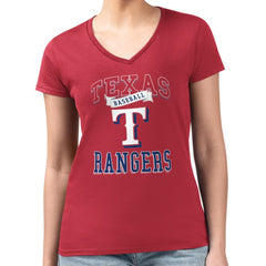 Texas Rangers G-III 4Her by Carl Banks Women's Super-Slim Fit Lightweight Team Logo Graphic V-Neck T-Shirt On Sale