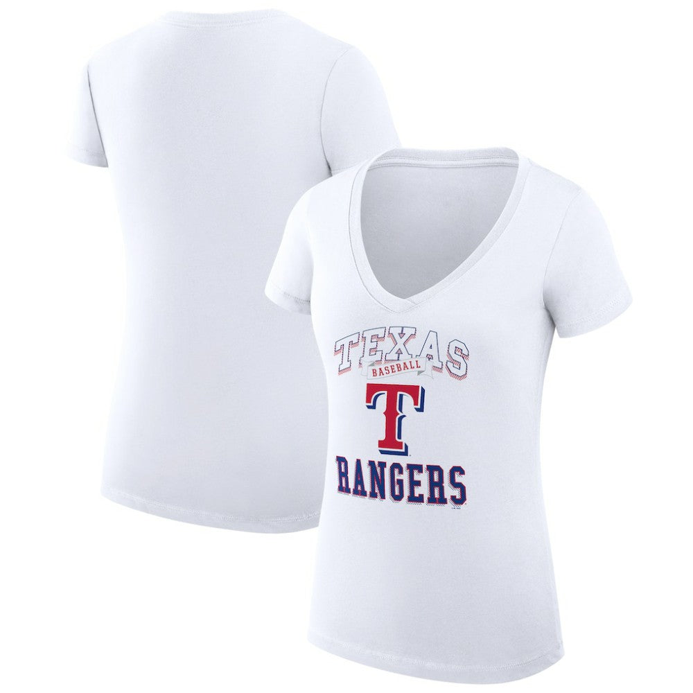 Texas Rangers G-III 4Her by Carl Banks Women's Super-Slim Fit Lightweight Team Logo Graphic V-Neck T-Shirt On Sale