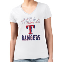 Texas Rangers G-III 4Her by Carl Banks Women's Super-Slim Fit Lightweight Team Logo Graphic V-Neck T-Shirt On Sale
