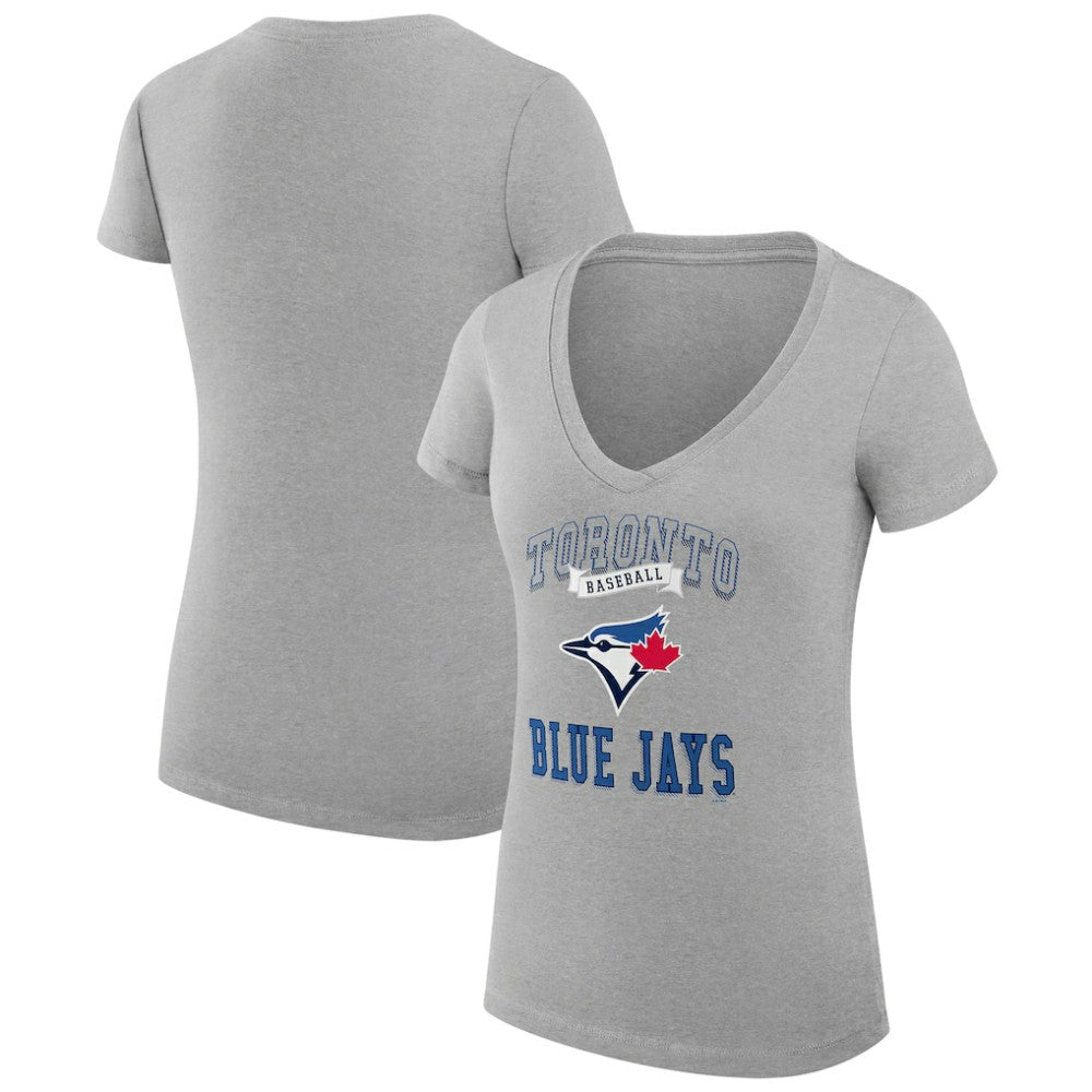 Toronto Blue Jays G-III 4Her by Carl Banks Women's Super-Slim Fit Lightweight Team Logo Graphic V-Neck T-Shirt Lifestyle