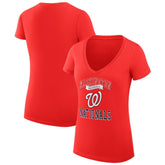Washington Nationals G-III 4Her by Carl Banks Women's Super-Slim Fit Lightweight Team Logo Graphic V-Neck T-Shirt for sale
