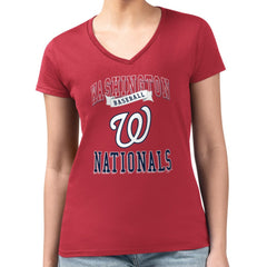 Washington Nationals G-III 4Her by Carl Banks Women's Super-Slim Fit Lightweight Team Logo Graphic V-Neck T-Shirt for sale