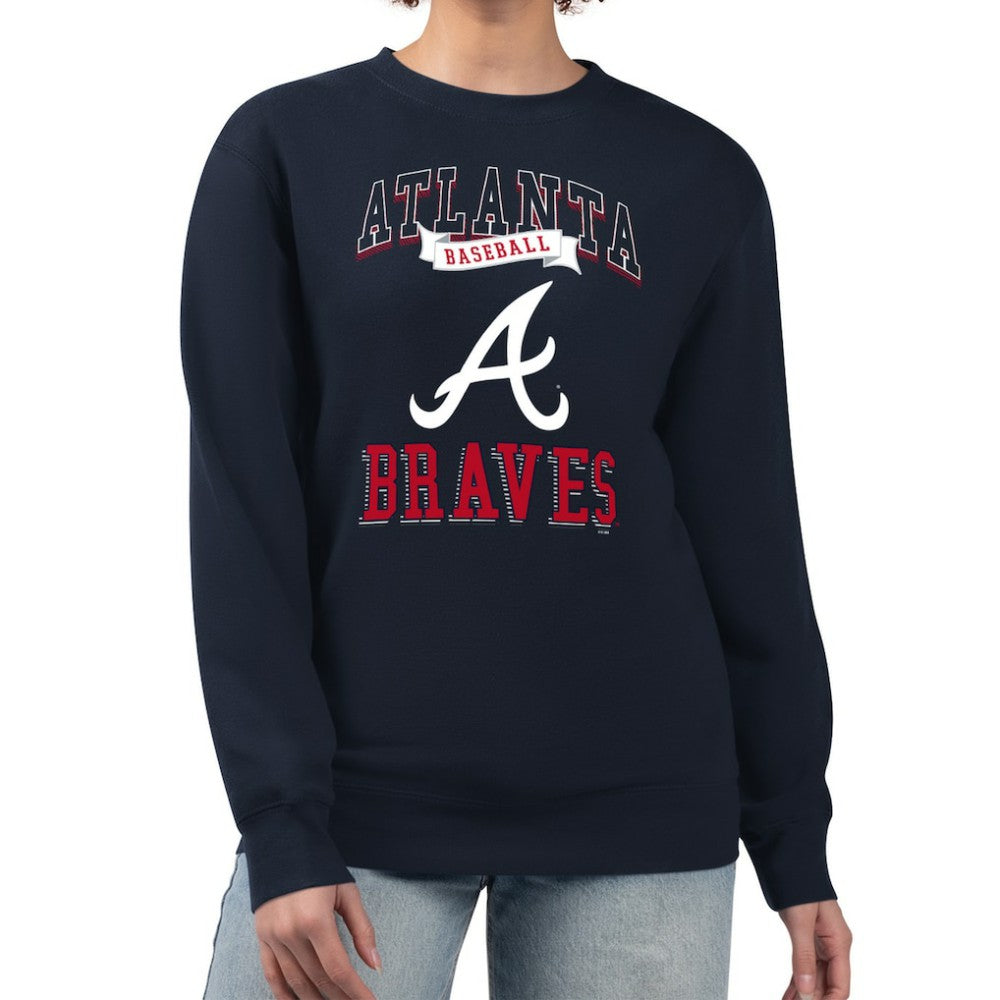 Atlanta Braves G-III 4Her by Carl Banks Women's Team Logo Graphic Tri-Blend Fleece Pullover Sweatshirt discount