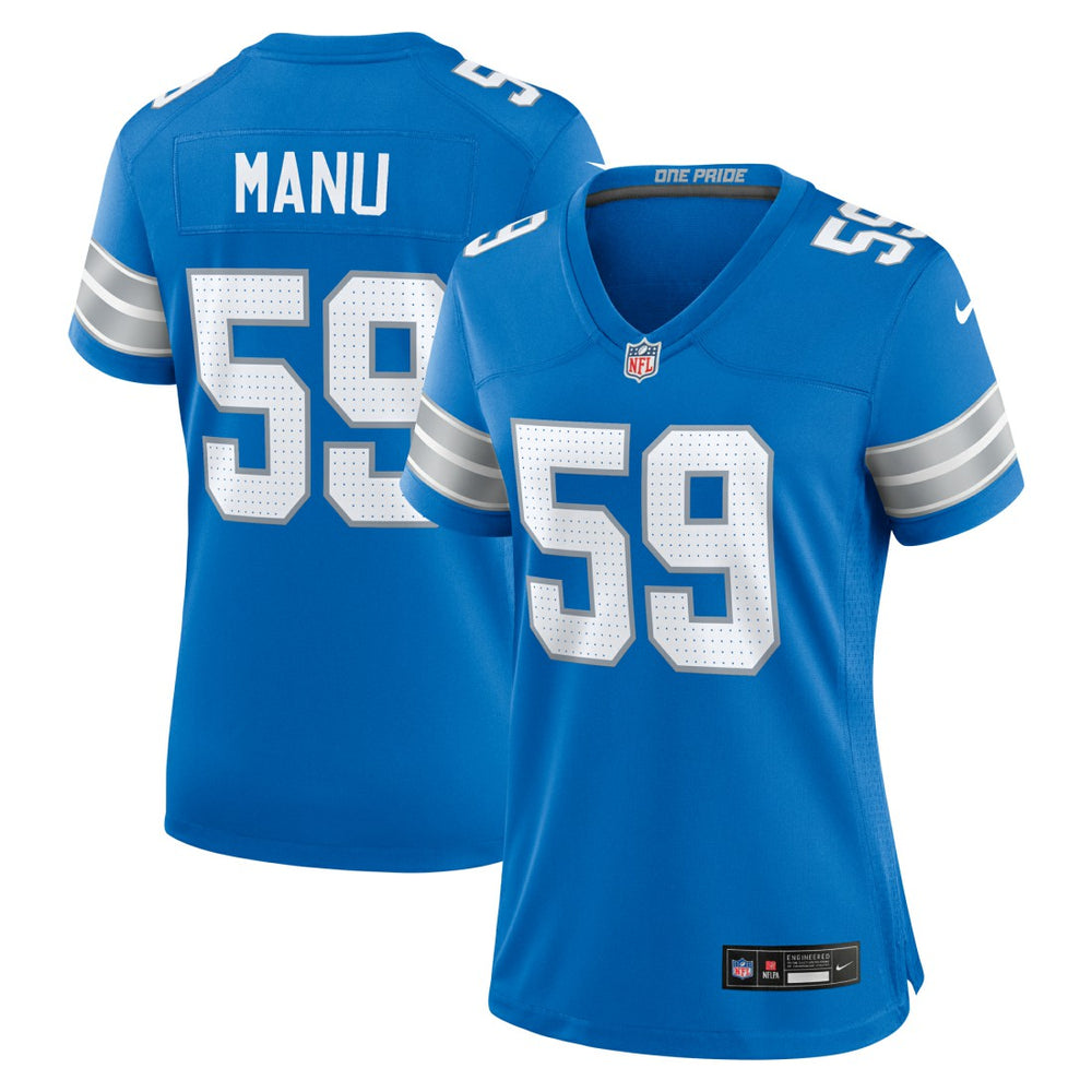 Giovanni Manu Detroit Lions Women's Team Game Jersey Blue - Nike