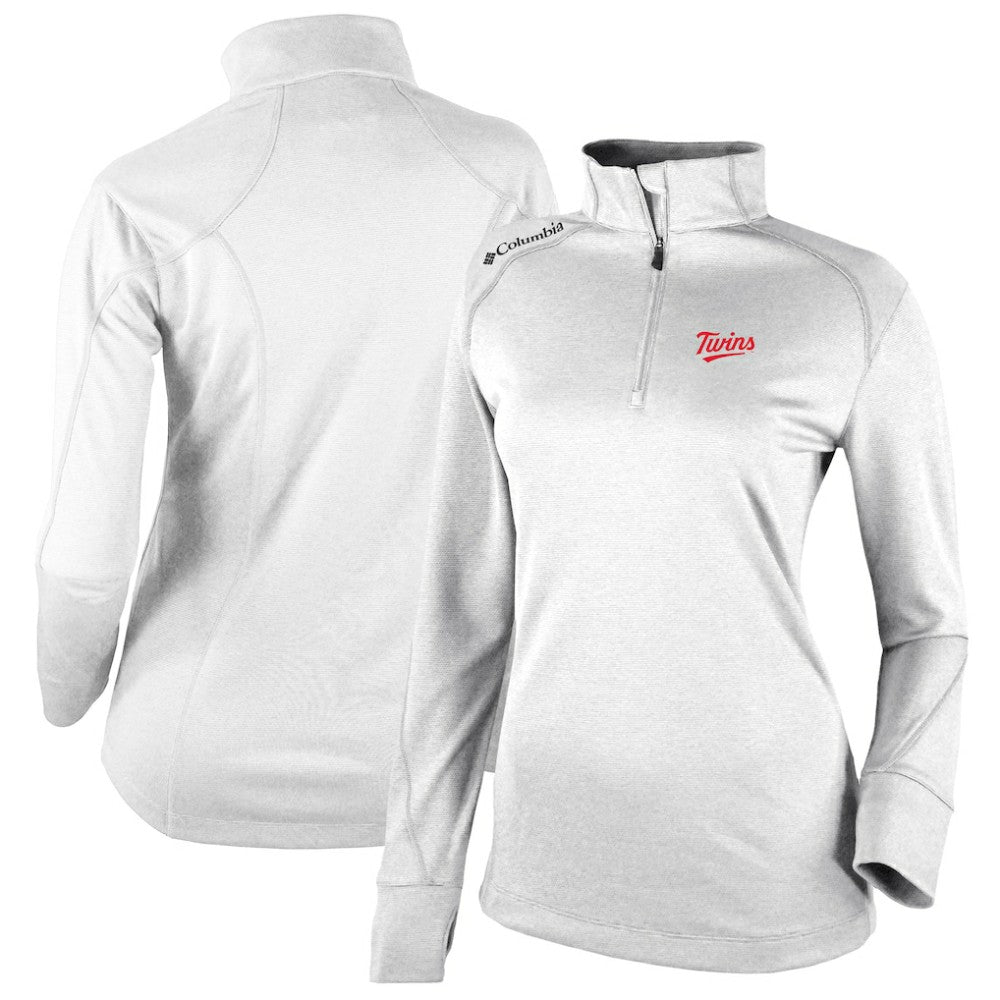 Minnesota Twins Columbia Women's Cooperstown Collection Shotgun 2.0 Omni-Wick Quarter-Zip Top - White Clearance