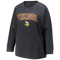 Minnesota Vikings Profile Women's Plus Size Acid Wash Raglan Sweatshirt Charcoal - NFL