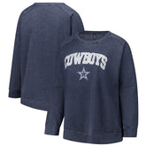 Dallas Cowboys Profile Women's Plus Size Acid Wash Raglan Sweatshirt Navy - NFL