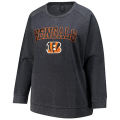Cincinnati Bengals Profile Women's Plus Size Acid Wash Raglan Sweatshirt Charcoal - NFL