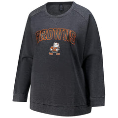 Cleveland Browns Profile Women's Plus Size Acid Wash Raglan Sweatshirt Charcoal - NFL