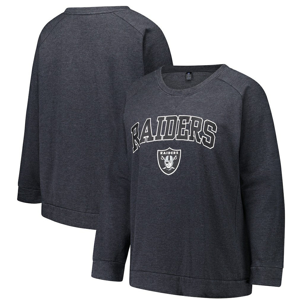 Las Vegas Raiders Profile Women's Plus Size Acid Wash Raglan Sweatshirt Charcoal - NFL