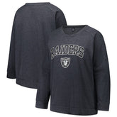 Las Vegas Raiders Profile Women's Plus Size Acid Wash Raglan Sweatshirt Charcoal - NFL