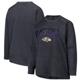 Baltimore Ravens Profile Women's Plus Size Acid Wash Raglan Sweatshirt Charcoal - NFL
