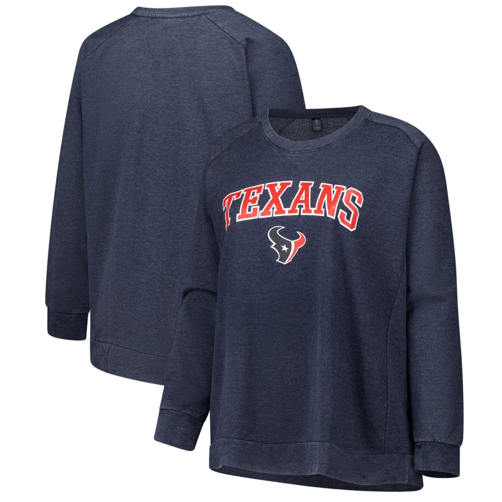 Houston Texans Profile Women's Plus Size Acid Wash Raglan Sweatshirt Navy - NFL