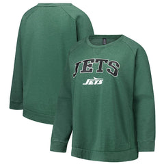 New York Jets Profile Women's Plus Size Acid Wash Raglan Sweatshirt Heather Green - NFL