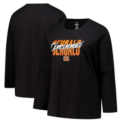Cincinnati Bengals Women's Long Sleeve Scoop Neck T-Shirt Black - Fanatics