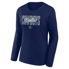 Dallas Cowboys Women's Long Sleeve Scoop Neck T-Shirt Navy - Fanatics