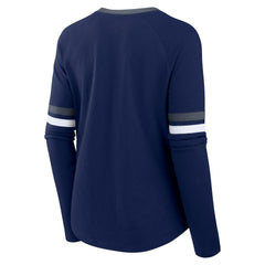 Dallas Cowboys Women's Plus Size Won & Done Lace-Up V-Neck Long Sleeve T-Shirt Navy - Fanatics