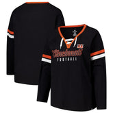 Cincinnati Bengals Women's Plus Size Won & Done Lace-Up V-Neck Long Sleeve T-Shirt Black - Fanatics
