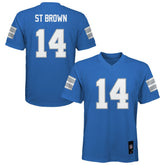 Amon-Ra St. Brown Detroit Lions Youth Replica Player Jersey Blue - NFL