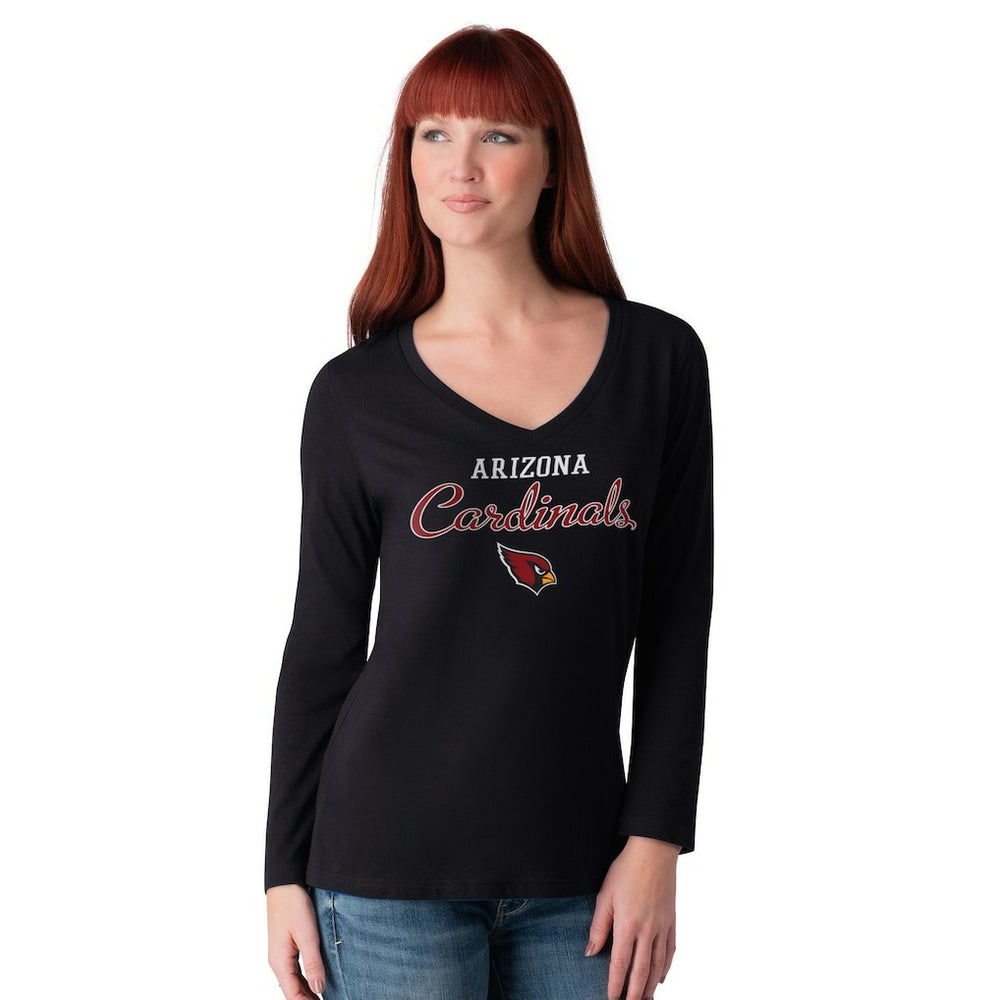 Arizona Cardinals G-III 4Her by Carl Banks Women's Post Season Long Sleeve V-Neck T-Shirt Black - NFL