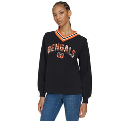 Cincinnati Bengals Tommy Hilfiger Women's Alice V-Neck Pullover Sweatshirt Black - NFL