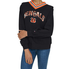 Cincinnati Bengals Tommy Hilfiger Women's Alice V-Neck Pullover Sweatshirt Black - NFL