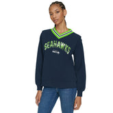 Seattle Seahawks Tommy Hilfiger Women's Alice V-Neck Pullover Sweatshirt Navy - NFL