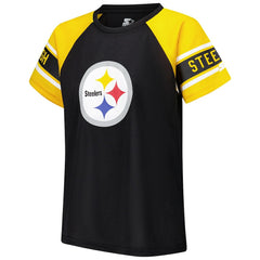 Pittsburgh Steelers Starter Women's 1st Rounder Color Block Raglan Top Black - NFL