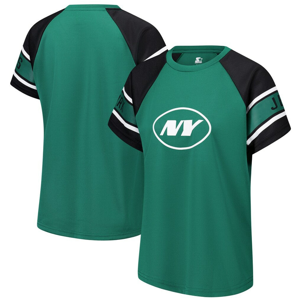 New York Jets Starter Women's 1st Rounder Color Block Raglan Top Green - NFL