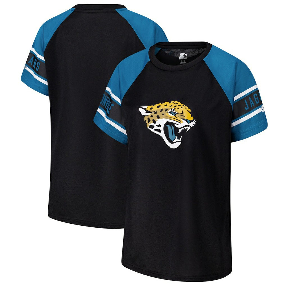 Jacksonville Jaguars Starter Women's 1st Rounder Color Block Raglan Top Black - NFL