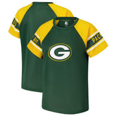 Green Bay Packers Starter Women's 1st Rounder Color Block Raglan Top Green - NFL
