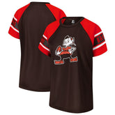 Cleveland Browns Starter Women's 1st Rounder Color Block Raglan Top Brown - NFL