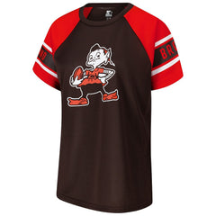 Cleveland Browns Starter Women's 1st Rounder Color Block Raglan Top Brown - NFL