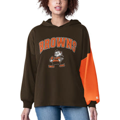 Cleveland Browns Starter Women's Power Move Long Sleeve Pullover Hoodie Brown - NFL