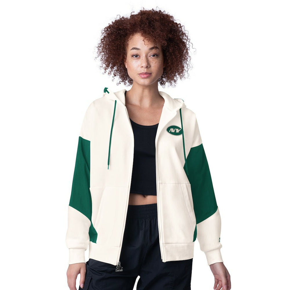 New York Jets Starter Women's Scrimmage Full-Zip Hoodie White - NFL