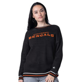 Cincinnati Bengals Starter Women's Oversized On the Ball Intarsia Knit Pullover Sweater Black - NFL