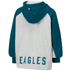 Philadelphia Eagles DKNY Sport Women's Joy Cropped Raglan Pullover Hoodie - Gray/Midnight Green - NFL