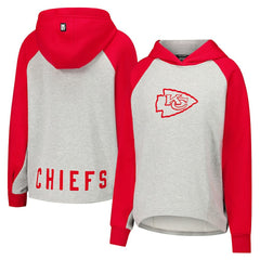 Kansas City Chiefs DKNY Sport Women's Joy Cropped Raglan Pullover Hoodie - Gray/Red - NFL