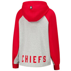 Kansas City Chiefs DKNY Sport Women's Joy Cropped Raglan Pullover Hoodie - Gray/Red - NFL