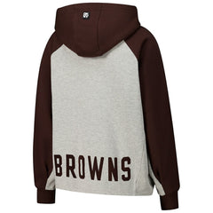 Cleveland Browns DKNY Sport Women's Joy Cropped Raglan Pullover Hoodie - Gray/Brown - NFL
