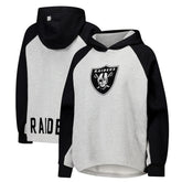 Las Vegas Raiders DKNY Sport Women's Joy Cropped Raglan Pullover Hoodie - Gray/Black - NFL
