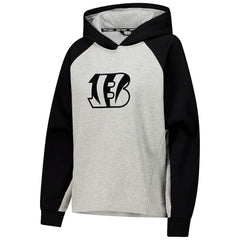 Cincinnati Bengals DKNY Sport Women's Joy Cropped Raglan Pullover Hoodie - Gray/Black - NFL