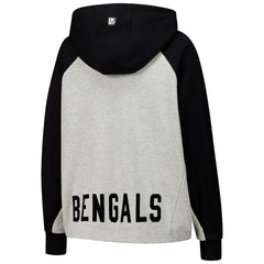 Cincinnati Bengals DKNY Sport Women's Joy Cropped Raglan Pullover Hoodie - Gray/Black - NFL
