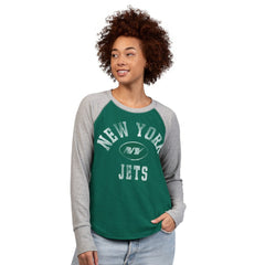 New York Jets G-III 4Her by Carl Banks Women's Waffle Knit Raglan Long Sleeve T-Shirt Green/Heather Gray - NFL