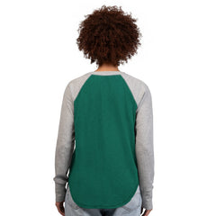 New York Jets G-III 4Her by Carl Banks Women's Waffle Knit Raglan Long Sleeve T-Shirt Green/Heather Gray - NFL