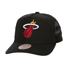 Mitchell & Ness - Miami Heat Monogram Allover Logo Mesh Trucker Adjustable Hat - Black